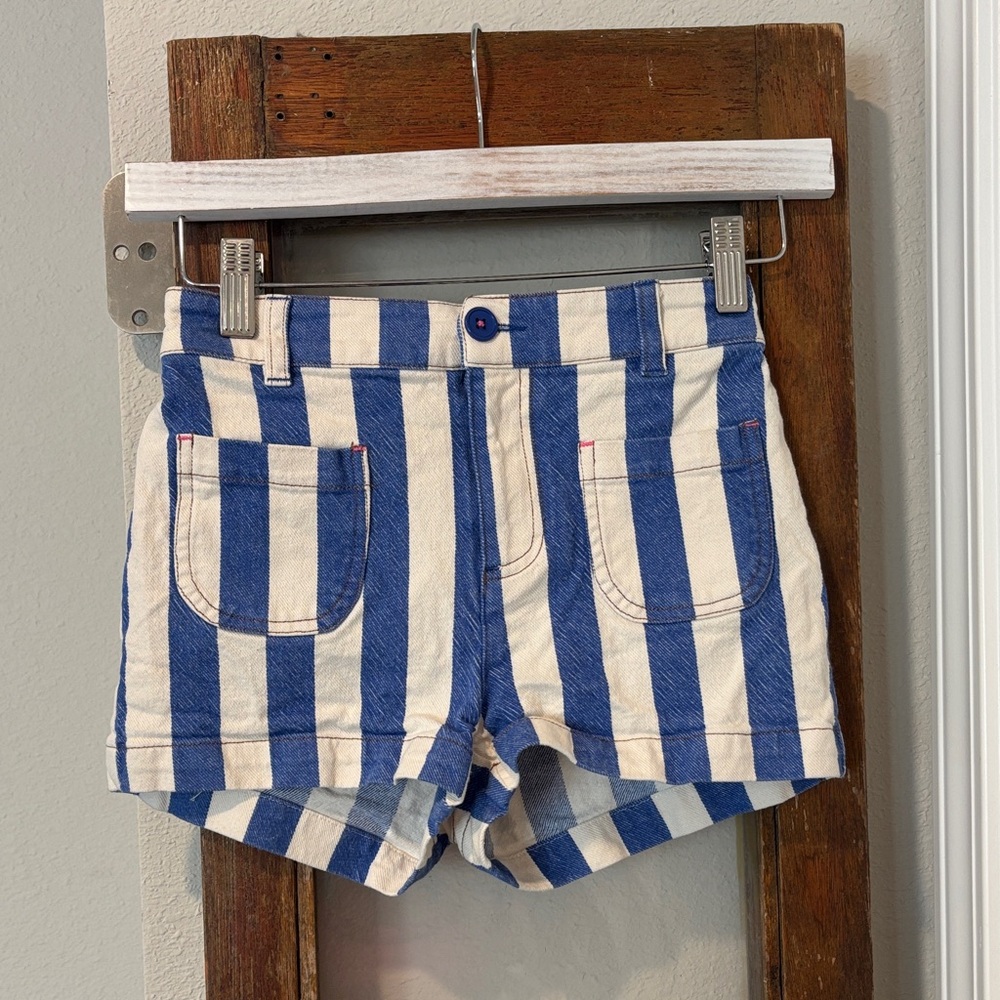 Mini Boden Blue and White Striped Kids Shorts